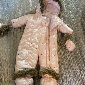 NWT Baby Girl Pink FOOTED snow Suit 3-6 months